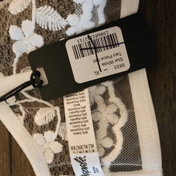 Mapale Lace Longline Bra & Strappy Thong Set NWT White XL - Picture 13 of 16